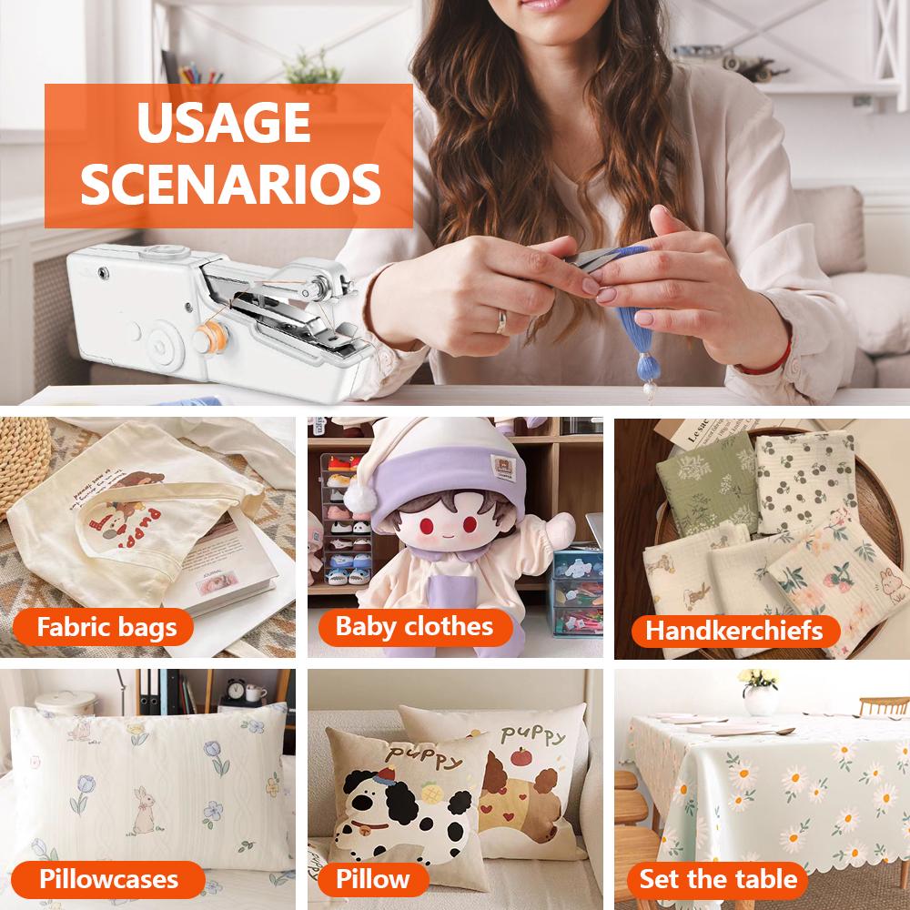 Mini Handheld Sewing Machine with Storage Bag Tool Kit (Battery Not Included), DIY Sewing Machine for Beginners and Home Travel, Portable Electric Sewing Machine, Emergency Sewing Kit, Easy to Operate, Quick Stitching Sewing Machine Kit