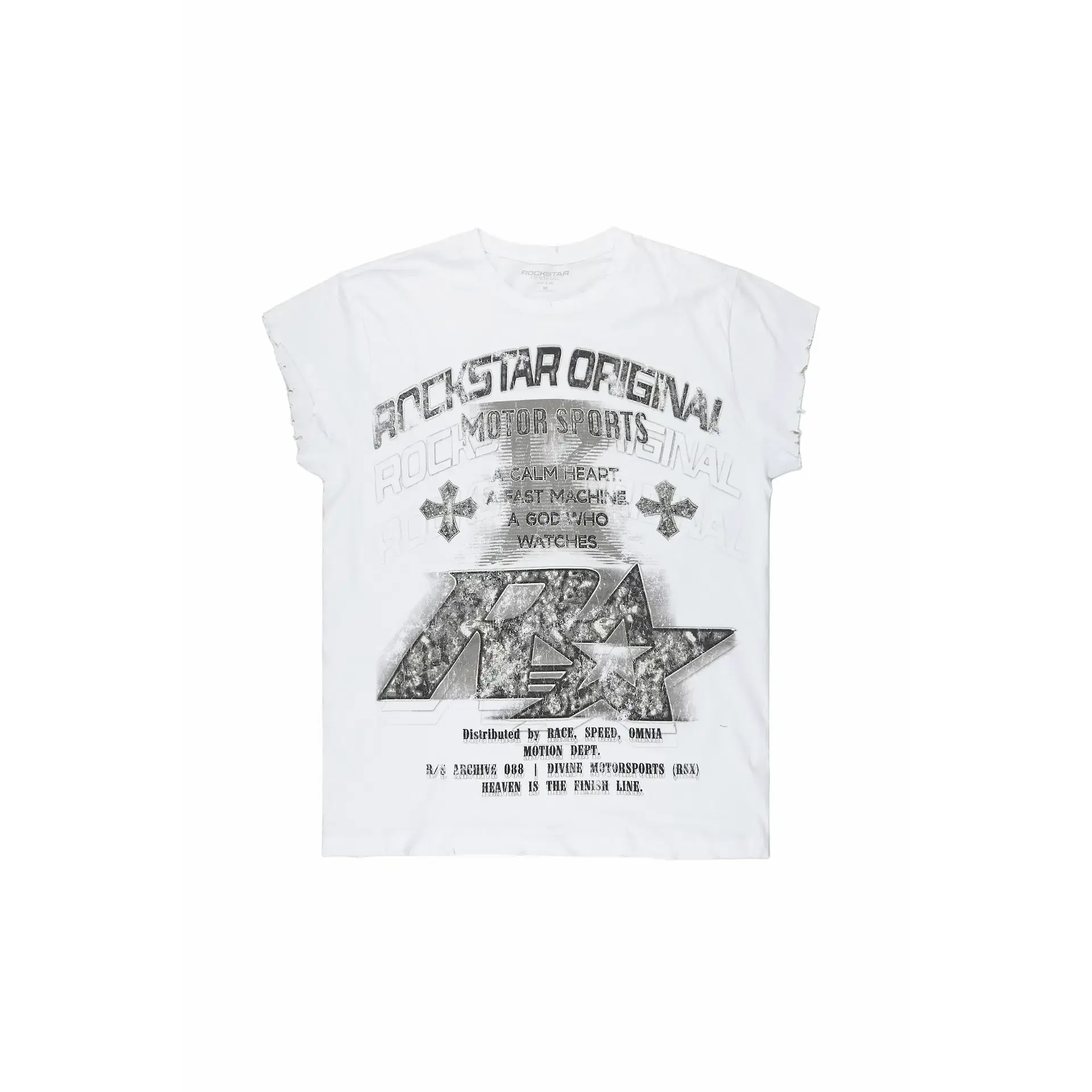 Katrella White Cut Sleeve T-Shirt