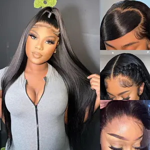 180 Density HD Lace Front Wigs Human Hair 40Inch 13x4 Lace Space Straight Full Frontal Wigs Virgin Human Hair Pre Plucked For Women