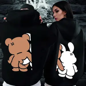 Couple Hoodie Set For Valentine's Day, Matching Couples Sweatshirt, Cute Bear Design Hoodie, Gift For Boyfriend, Gift For Girlfriend