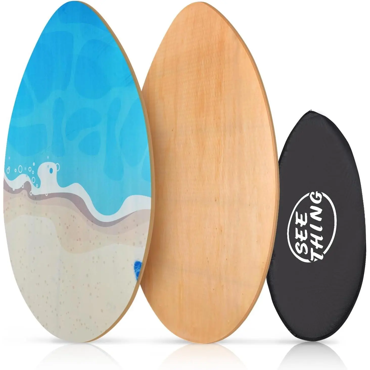 35-Inch Classic Wood Skimboards with High Gloss Coat for Beginners, Seaside Water Sports and Surfing, Holiday, Surfboards, Skimming Surf, Skimming Fun, Skim Board