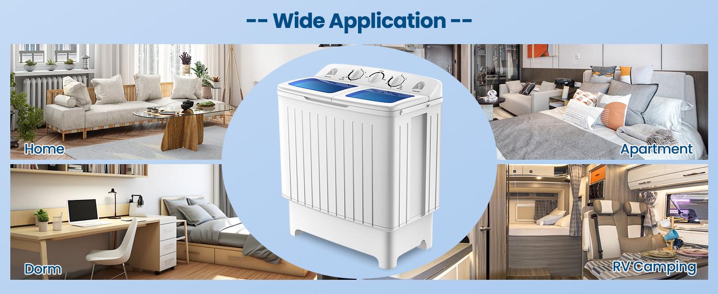 COSTWAY Portable Washing Machine, 20Lbs  (12Lbs Washing and 8Lbs Spinning) Twin Tub Washing Machine w/Drain Pump, Semi Automatic Compact Washer & Sipnner, Portable Washer Dryer Combo for Apartments Dorms RV Camping