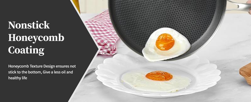 Innerwell 11" Honeycomb Stainless Steel Frying Pan for Perfect Pizza Omelettes & Pancakes All-in-One Kitchen Hero Easy Clean Durable