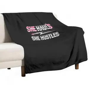 She Hauls She Hustles Fleece Blanket | Women in Trucking | Soft Flannel Throw | Truck Driver Gift |