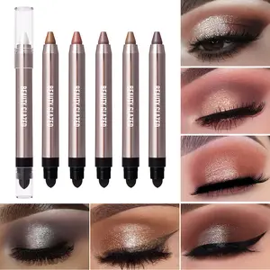 6Pcs Waterproof Eyeshadow Stick Set - Matte & Shimmer Dual-Ended Sparkling Highlighter Pen - Long-Lasting & Smudge-Proof Eye Makeup Kit for Day to Night Looks