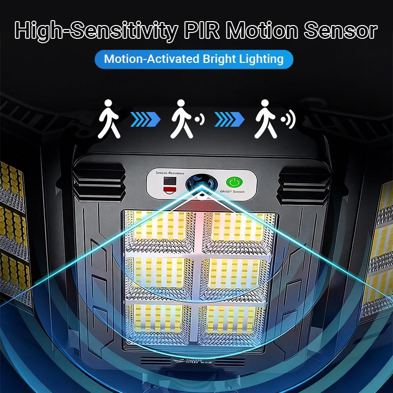 Solar Flood Lights 800 LEDs Motion Sensor Remote Control IP65 Waterproof 3 Brightness Modes Super Bright Outdoor Security Lights