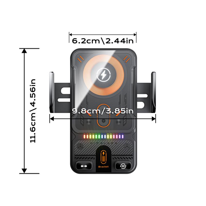 2025 new cool car wireless fast charging holder, intelligent sensor opening and closing, universal mobile phone navigation holder, 90-degree rotation, horizontal and vertical screen use, built-in ambient light, intelligent high-end navigation holder