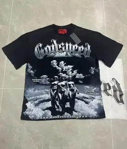 Godspeed Shirt Designer Men's Tshirt High quality Casual Fashion Street Hip Hop Skull Print Vintage Wash Water T shirts ""