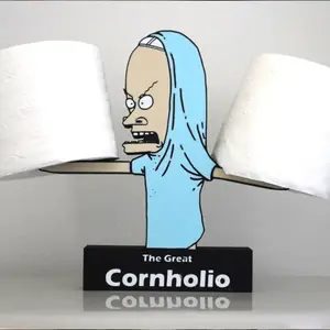 Great Cornholio Toilet Paper Holder Stand  Funny Bathroom Decor, Dual Roll Toilet Paper Holder, Cartoon Style Tissue Holder for Bathroom Shelf, Novelty Restroom Decoration, Humor Bathroom Accessory, Gag Gift for Friends, Housewarming, Man Cave
