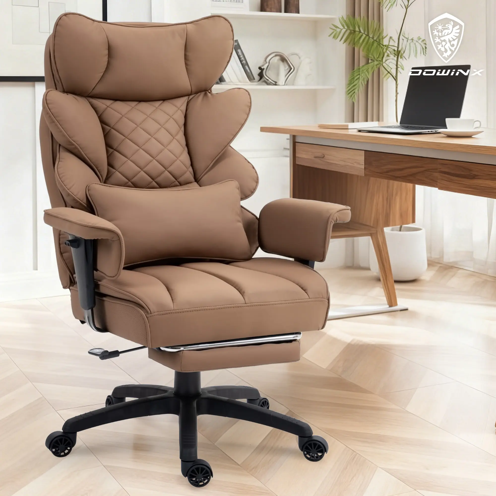 Dowinx Ergonomic Office Chair - Big & Tall Executive Desk Chair with Pocket Spring Lumbar Support, High-Back Adjustable Gaming Chair, Removable Footrest & 3D Armrests