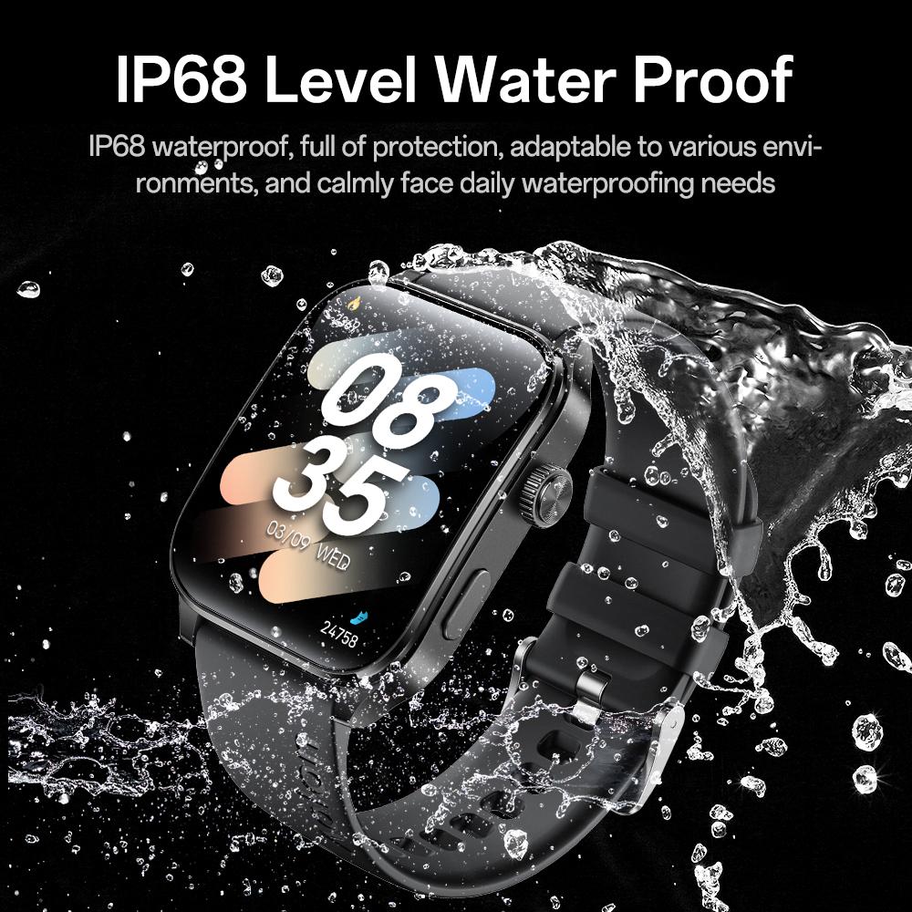 Aolon Curve3 lightweight Smartwatch with Answer/Make Calls/Message Reminder, 1.93'' IPS Screen, IP68 Waterproof, Custom Buttons, Digital Crown, 110+ sports modes for Outdoor Fitness, Workout, Men Women's Gifts, iPhone&Android Compatible