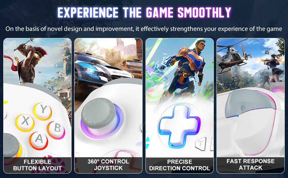 Xbox One Wireless WIFI Controller RH-1025 for Xbox One/Series X|S Windows 10/11 with 2.4GHZ Game Joystick Hybrid D-Pad RGB Lighting Turbo Function 3.5mm Audio