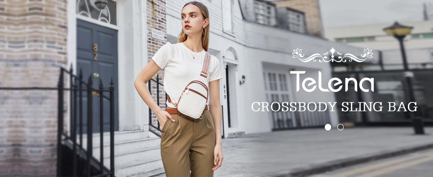 Telena Sling Bag for Women Crossbody Fanny Packs for Women Leather Sling Chest Bag with Adjustable Strap Sling Purse
