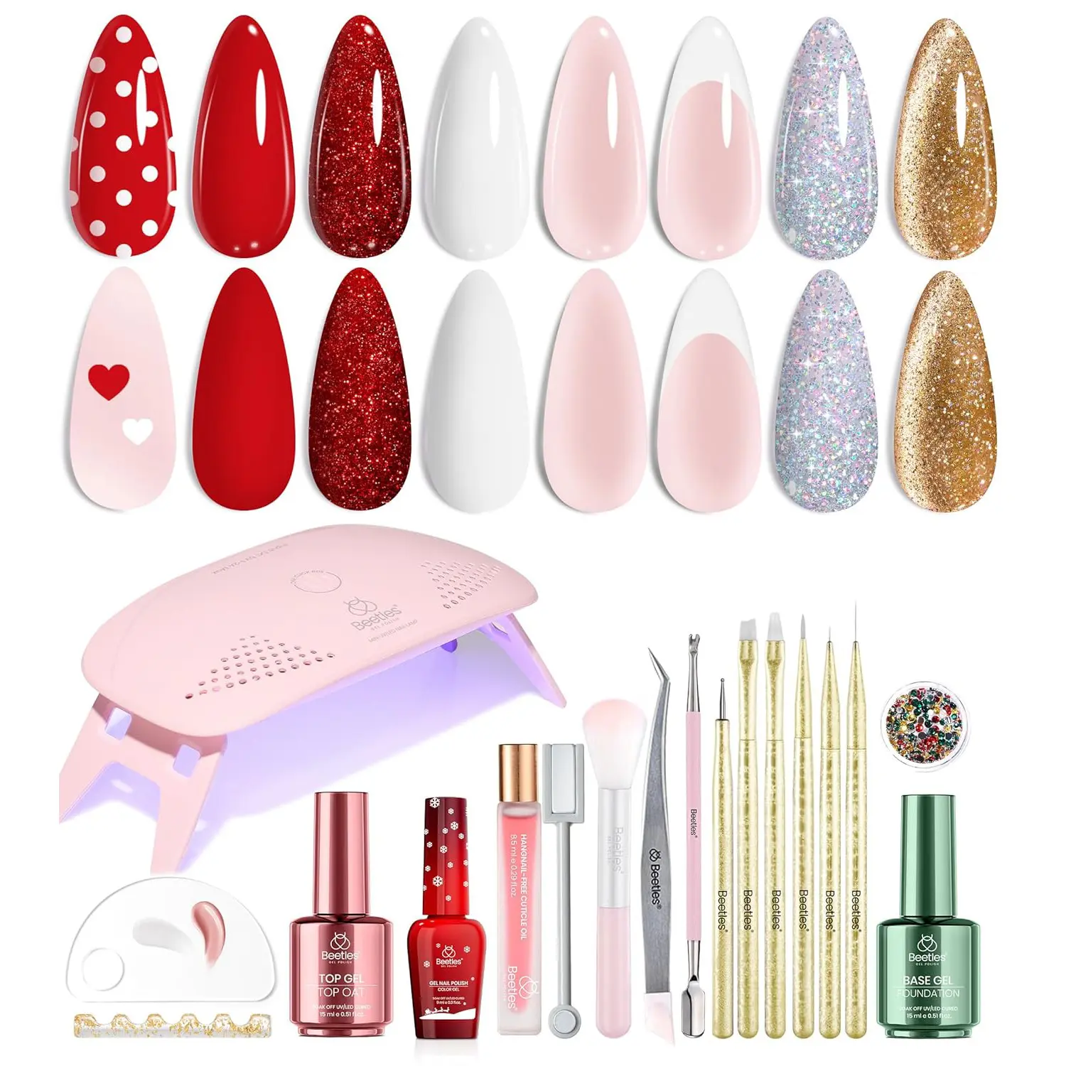 27Pcs 6Colors Merry Glitz Christmas Gel Nail Kit