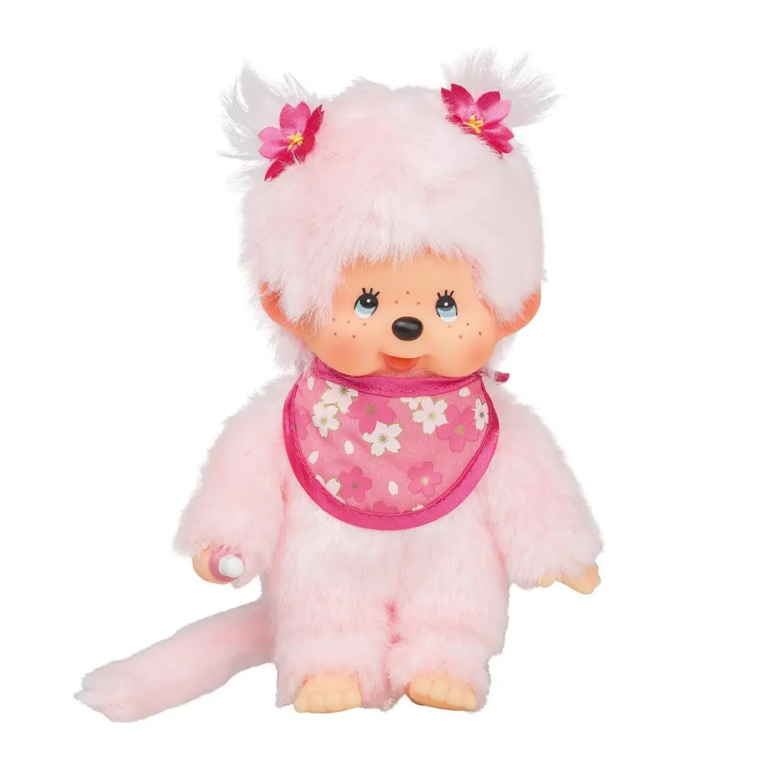 Monchhichi Sakura Cherry Blossom Girl Stuffed Animal - Huggable, Collectible, Soft Pink Stuffed Toy, Stuffed Animals