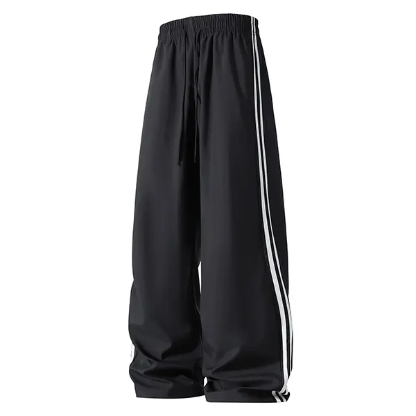 Men’s Summer Straight-Leg Athletic Jogger Pants with Double Side Stripes