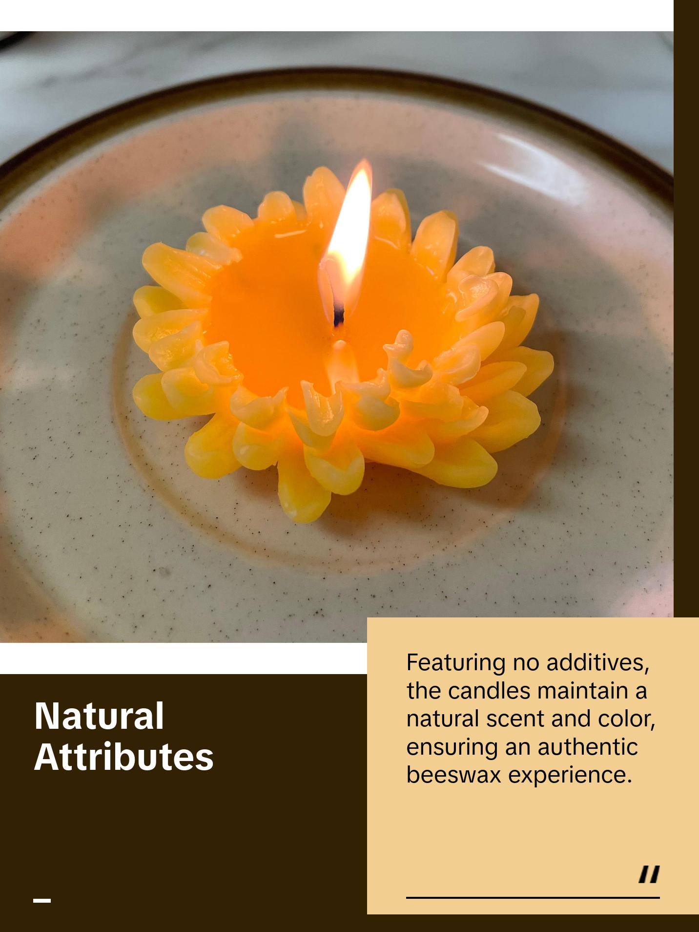 Set of 2 chrysanthemum candles - 100% pure beeswax - 2.5”