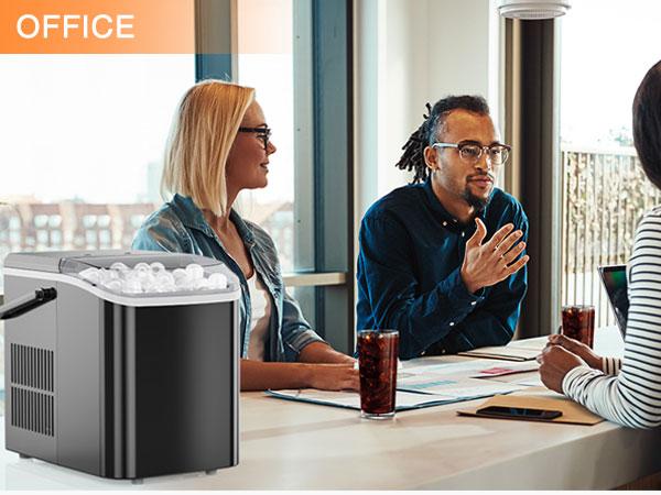 SweetFurniture Countertop Ice Maker Machine, Basket and Handle, 9 Cubes in 6 Mins, 26.5lbs/24Hrs, 2 Sizes of Bullet Kitchen Utensils