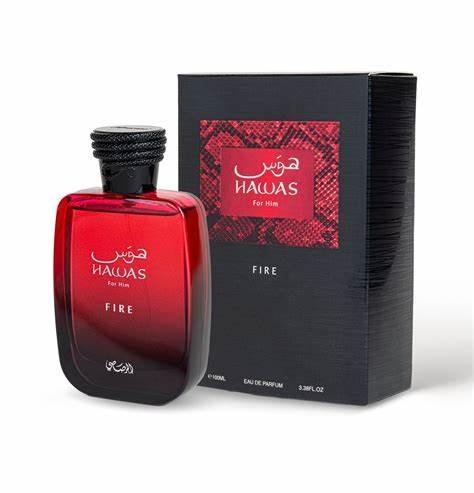 Rasasi | Hawas Fire | Mens Fragrance | 3.4 oz (100ml) | Eau de Parfum (EDP) | Aromatic Woody Fragrances | Sage - Jasmine & Ambergris Notes