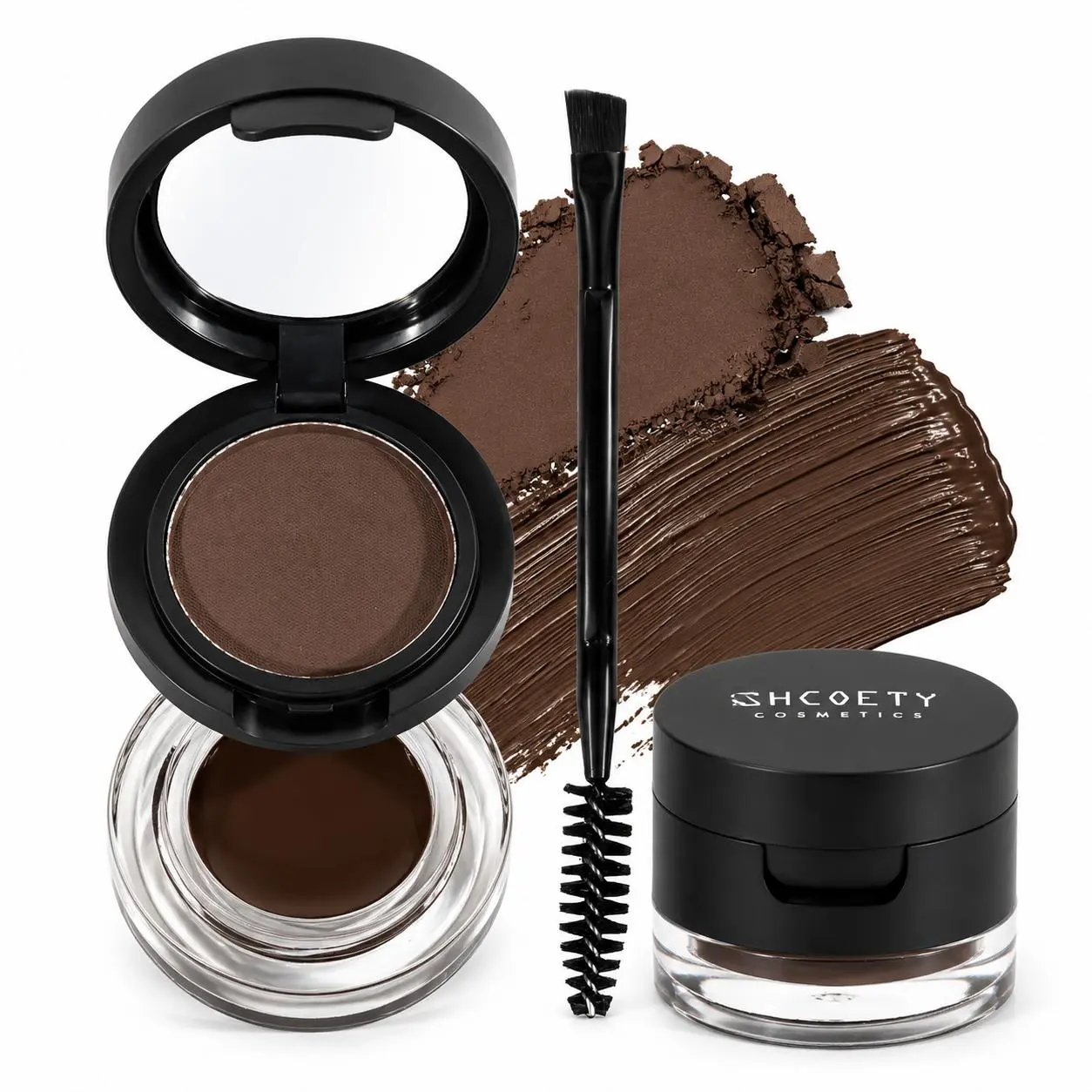 2-in-1 Eyebrow Powder and Cream Makeup Kit, Waterproof Formula for a Flawless, Lifted Look - Portable Compact with Dual-Ended Brush & Mirror, Ash Brown, Cosmetic, Fluffy Brows, Clean Girl Makeup, Bold, At-Home Brows, All-Day, Gel, Sparse Brows