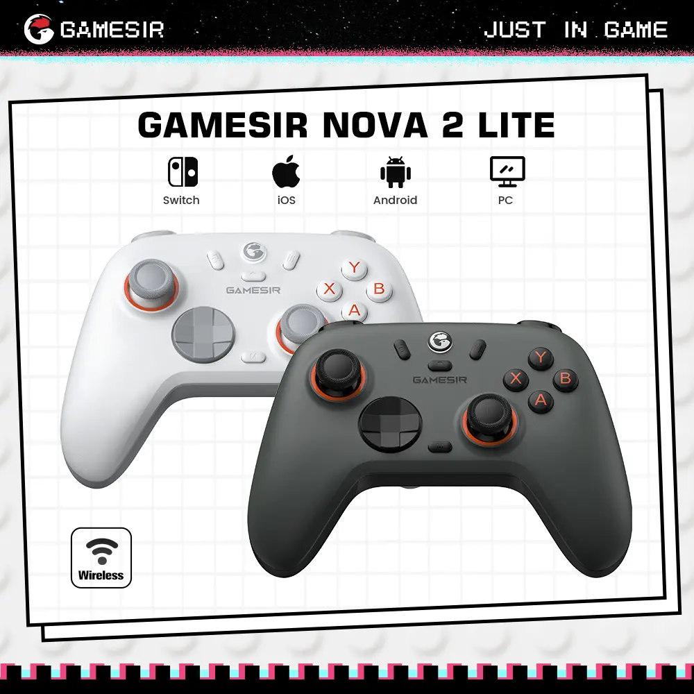 GameSir Nova 2 Lite Wireless Game Controller Accessories - With Button Controls, Receiver, Compatible with PC, Steam, Android Smartphone, iOS, Switch (Not Compatible with Xbox)