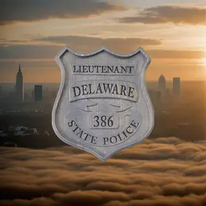 Personalized Delaware State Trooper Wood Sign: 3D Carved Police Badge