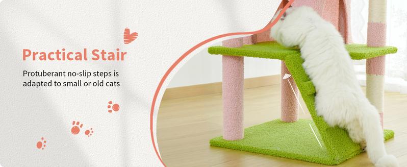 MADE 4 PETS Cat Tree 54-Inch Contemporary Design with Sisal Scratching Post & Climbing Ladder for Small Medium Cats Play House Condo MADE 4 PETS Cat Tree 54-Inch Contemporary Design with Sisal Scratching Post & Climbing Ladder for Small Medium Cats Play House Condo