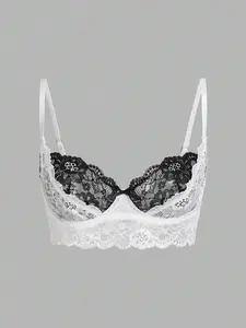 Dobris Lee Color Block Double Layer Lace Cup Bow Decor Sexy Lingerie Bralette