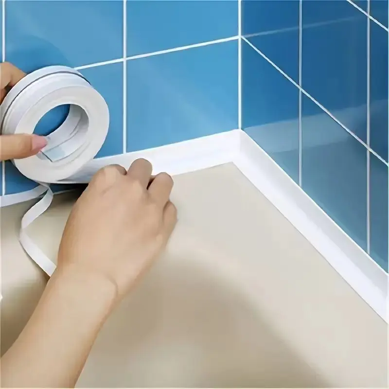 White Waterproof Caulking Tape - 3.2m Self-Adhesive Home Sealant with Adhesive Installation, Leak-Proof Backing, Waterproof Bond Seal, Durable Sealant for Bathroom, Kitchen Sink Seal Edges, Easy Application (Single Roll)