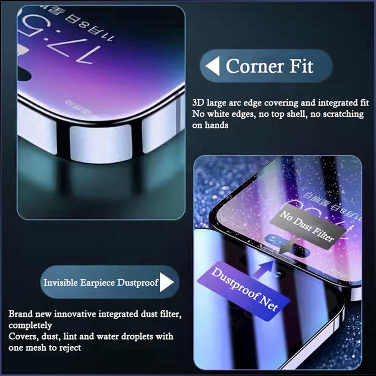 2 Pack Privacy Screen Protector for iPhone Anti-spy Tempered Glass HD 360° Privacy Compatible with iPhone 16 15 14 13 12 11