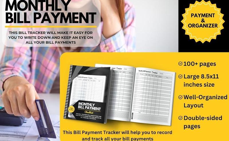 Efficient Finance Organizer Notebook Monthly Bill Payment Tracker 8.5x11 Inch 108 Pages Premium Paper Money Management Checklist for Personal & Professional Use