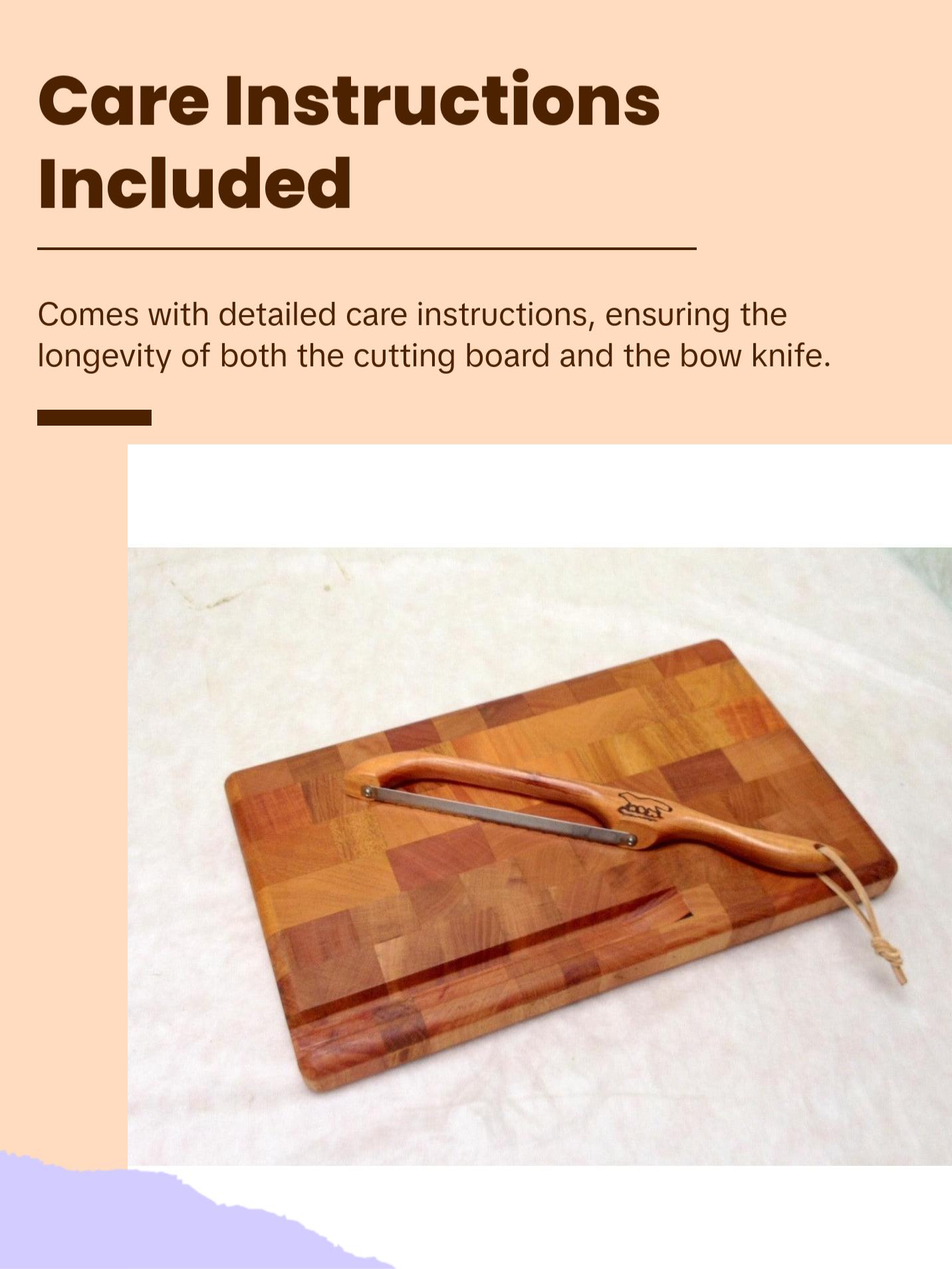 Cutting board--end grain mahogany cutting board and bow knife set