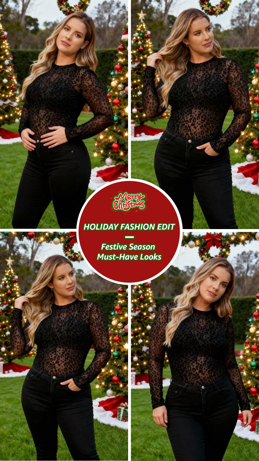 Chicovar Womens LeopardPrint Mock Neck Mesh Top, SexySheer Tshirt, Non-itchy Lace Shirt,Elegant Long Sleeve Shirt for AllSeasons, ldeal for Night Out,Holidays, Party, Concert