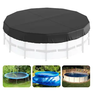【Summervibes】VEVOR 15 Ft Round Pool Cover,  Solar Covers for Above Ground Pools, Safety Pool Cover with Drawstring Design, 420D Oxford Fabric Winter Pool Cover, Waterproof and Dustproof, Black Pet