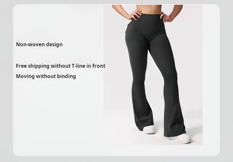 2026 the latest women's overalls sweatpants, advanced sense of buttocks with pockets, high-waist belly-in yoga exercise and body-building bell-bottoms.