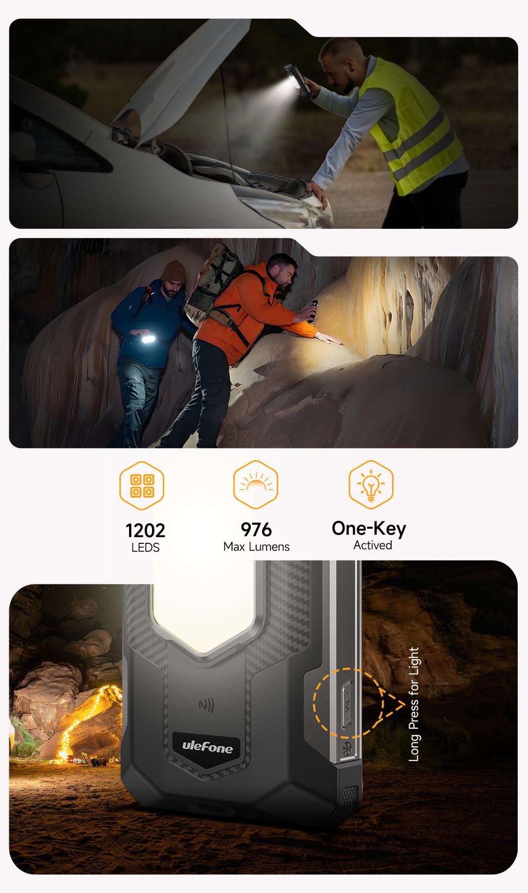 Ulefone RugKing 5 Pro 20000 mAh Battery 16GB+256GB Android 16 Rugged Phone, 6.78" 60Hz Display Tough Smartphone, 64MP+20MP+ 18MP Camera, Built-in Back Camping Light, NFC/ 4G Dual SIM/Widevine L1 - Black