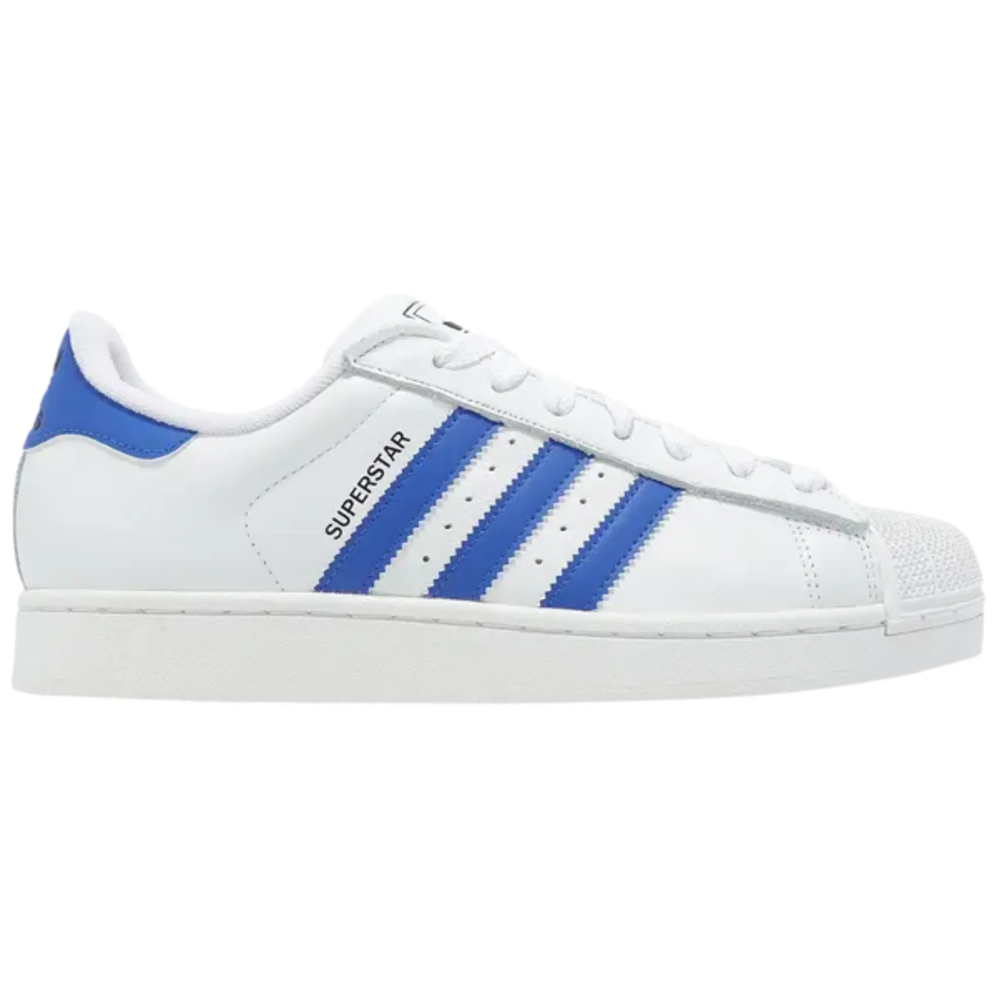 Adidas Originals Men's Classic White-Blue Superstar 2 Casual Low Top Leather Sneakers - Classic Superstar Style, 3-Strips, All Seasons, Iconic Shell Toe, Enhanced Padding, Everyday Wear, Rubber Sole, Grip with Traction, Style JQ4729 (No Box)