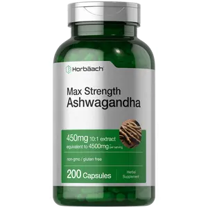 Horbäach Ashwagandha Supplement | Max Strength |  200 Capsules | For Women and Men | Non-GMO, Gluten Free