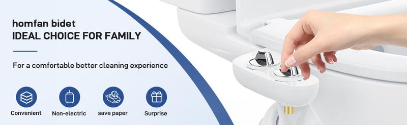 【GARVEE】Non-Electric Bidet Toilet Accessory with Dual Self-Cleaning Nozzles for Feminine Wash, Adjustable Pressure Control, and Fresh Cold Water Spray for Existing Toilets