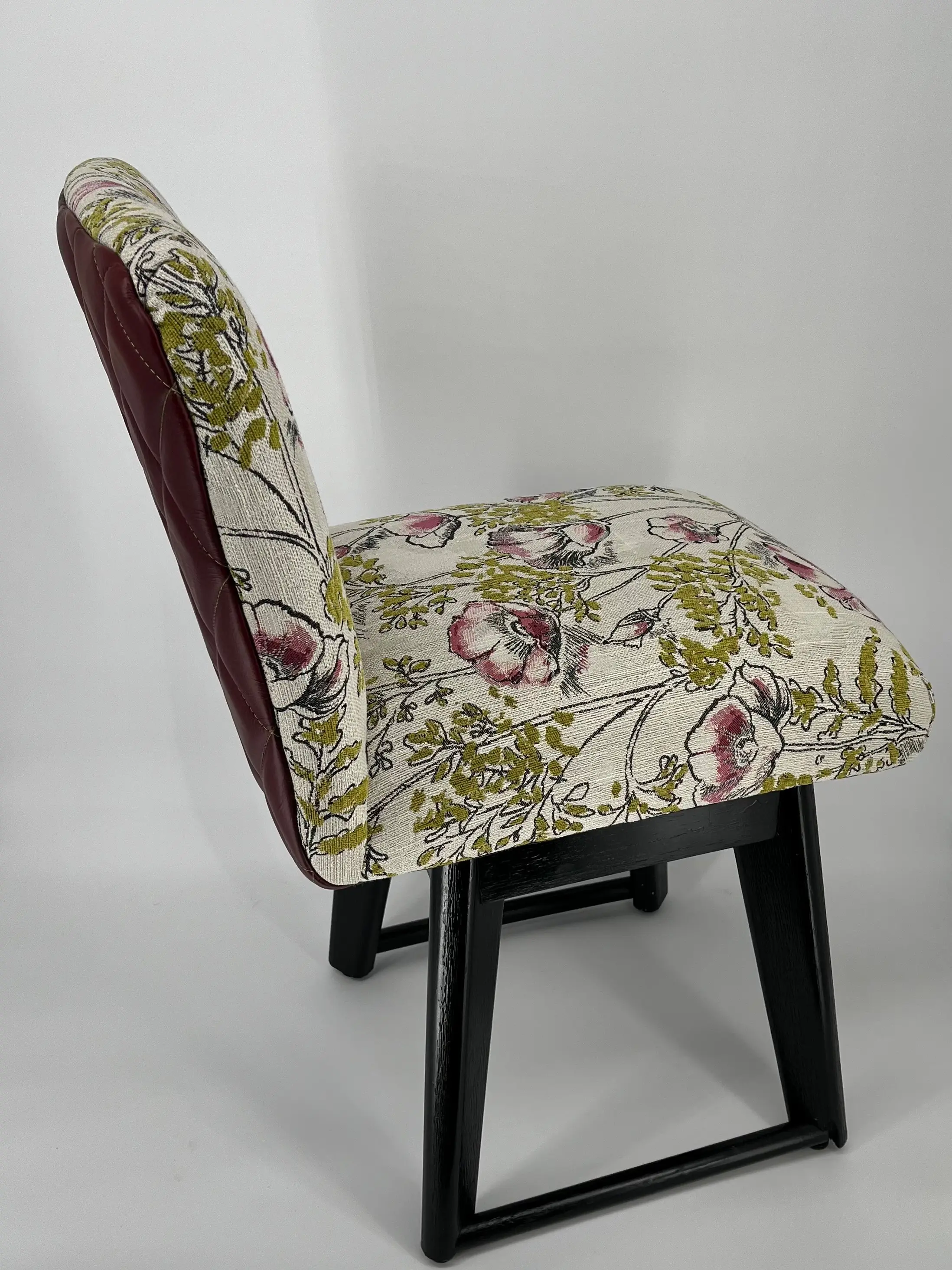 Leather back floral vanity chair