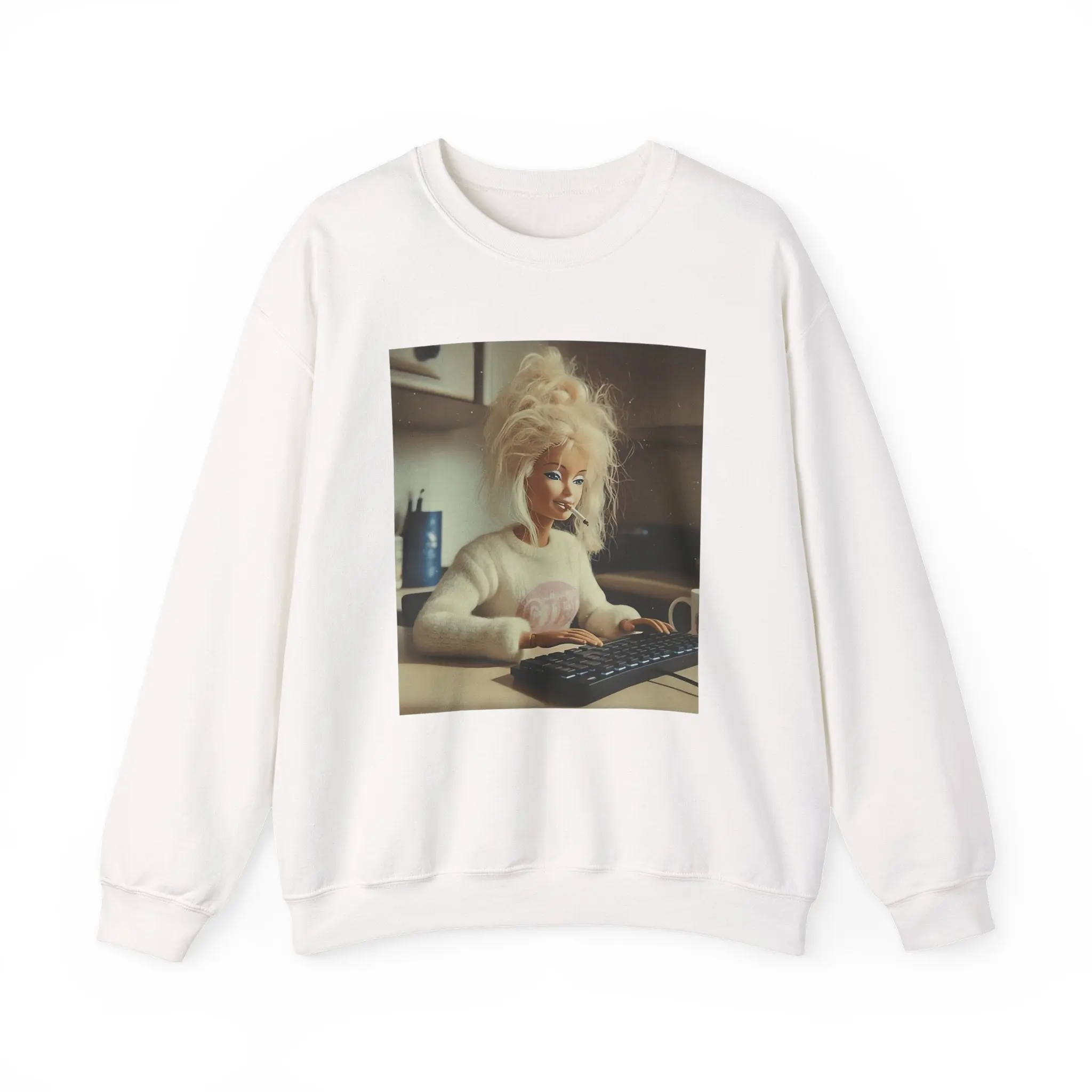 Barbie Sweatshirt — Retro Barbie at Keyboard Photo Print