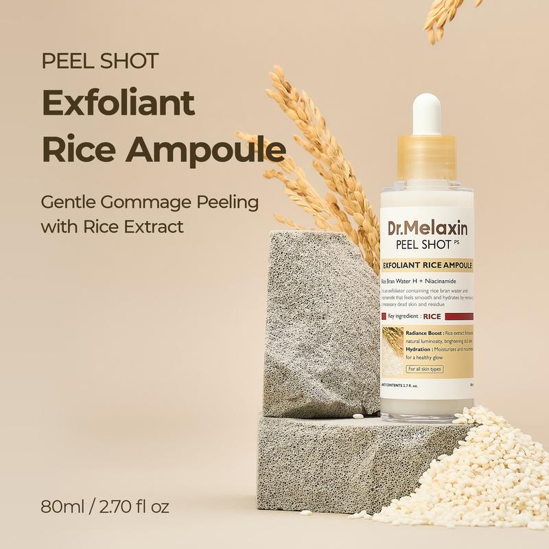[Dr.Melaxin Official] Peel Shot Glow Rice Ampoule Duo - Serums for Brightening, Exfoliating, and Moisturizing - Suitable for All Skin Types