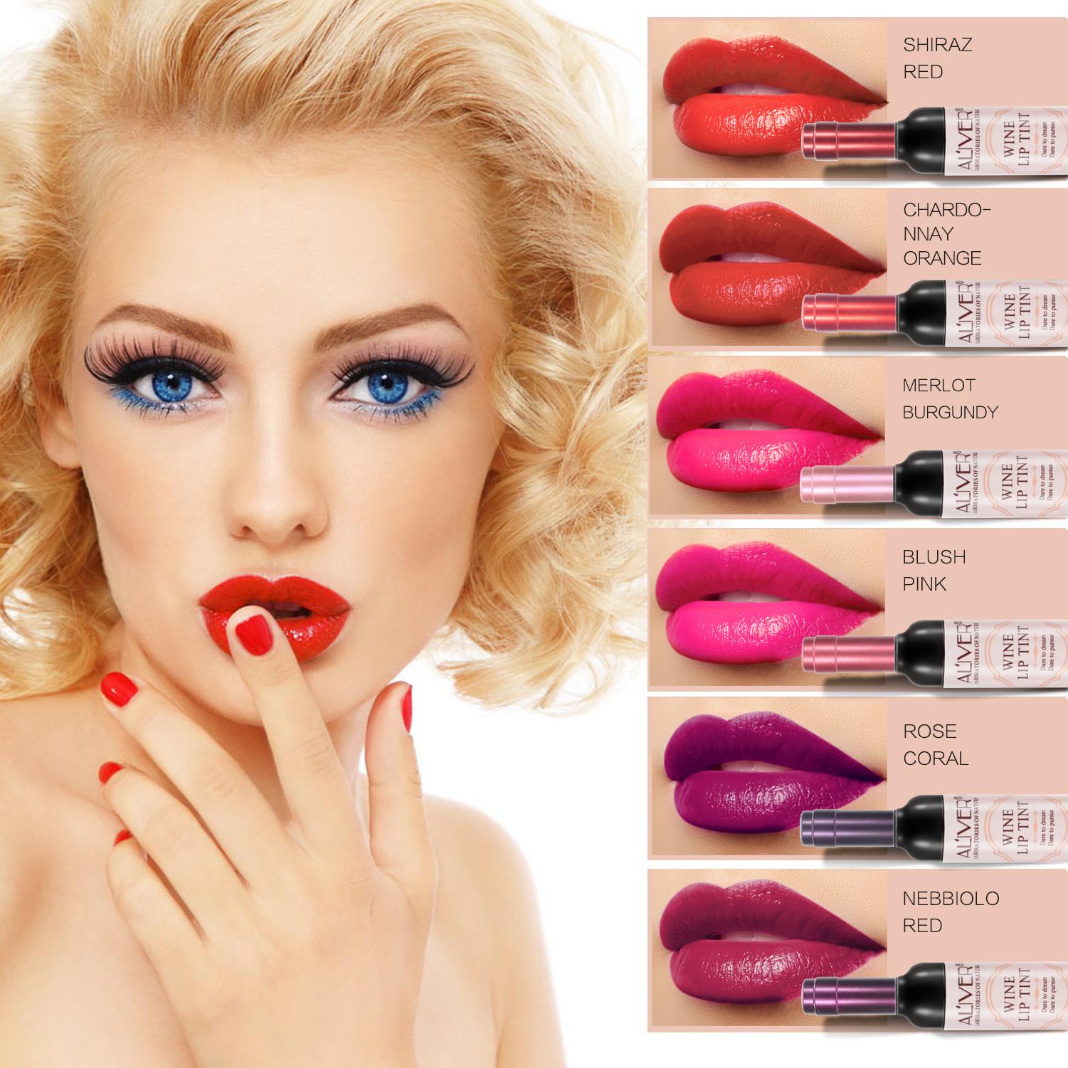 Aliver 6 Colors Lip Tint, Liquid Lipstick, Lip Gloss Matte Lip Sticks 0.24 Ounce Makeup Springtok