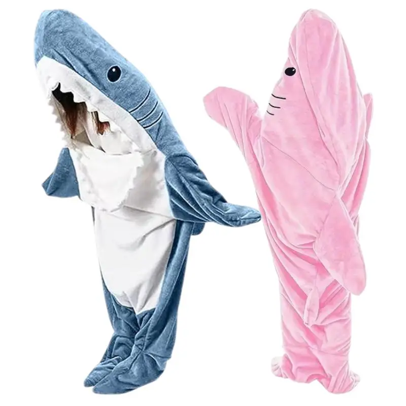 Shark Blanket Adult Ultra Soft Flannel Hoodie Sleeping Bag Wearable Onesie Pajamas for Home Loungewear Nightwear Costume Long Sleeve Women Homewear