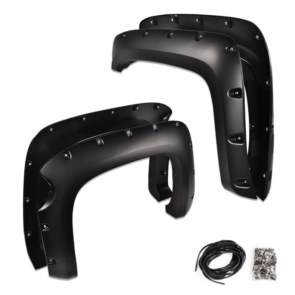 ALLGOOD 4 x Individual Pocket Style Fender Flares, 4PCS Textured Black 69.3in Short Bed Polypropylene Wheel Arch Covers for Chevy Silverado 1500 2007-2013 Truck, Heavy-Duty Shatter & Fade Resistance, Assembly Required Automotive Exterior Guard Shroud Trim