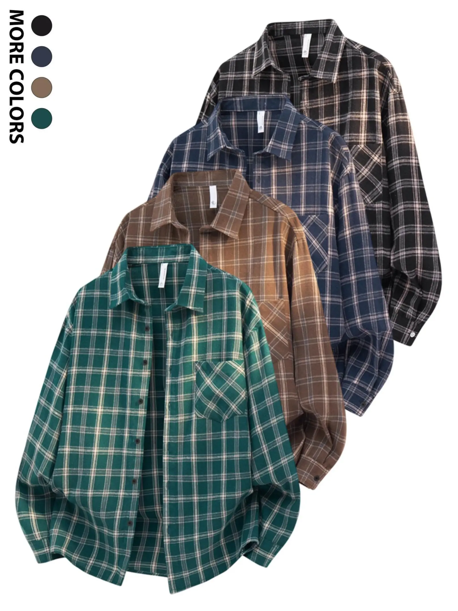 Men's Plaid Flannel Shirt, Oversized Casual Button Down Longsleeve Top, Soft Brushed Breathable Shacket for Streetwear, Menswear, Checkered, Longsleeves, Daily Wear, Loose, Men’s Clothes, Relaxed Fit, Casual Cardigan, Long Sleeve