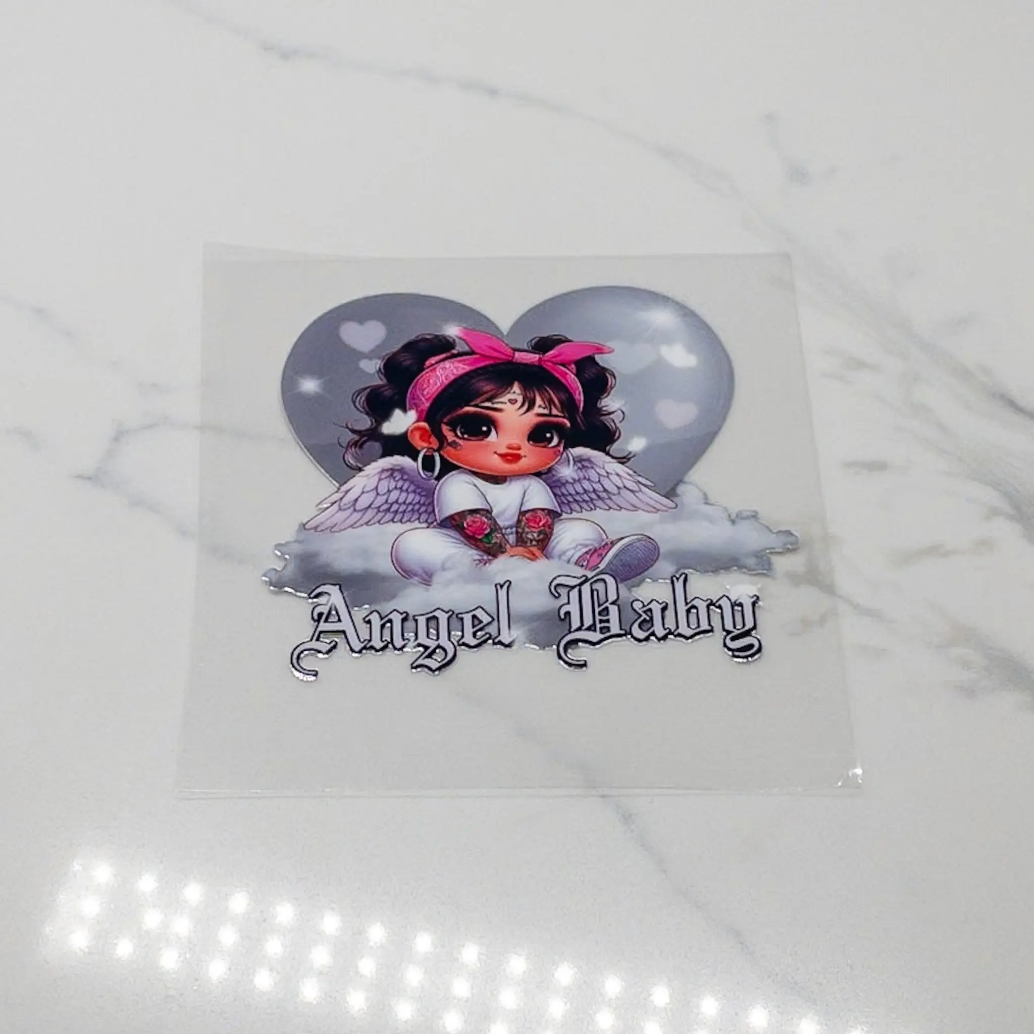 Gray Heart Angel Baby Decal