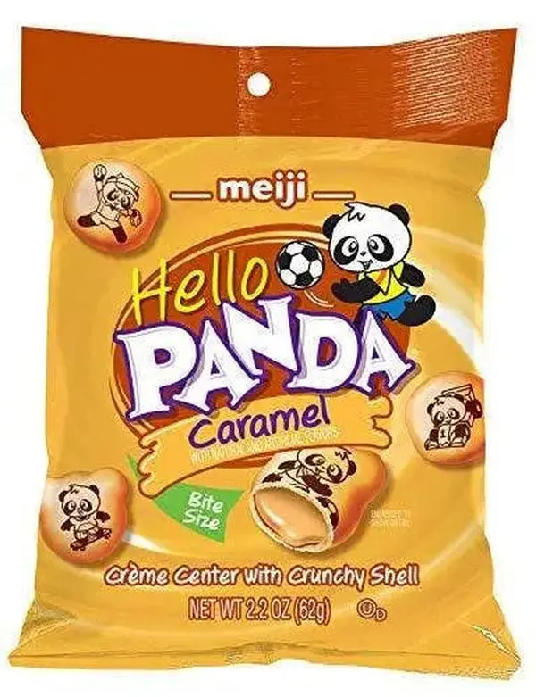 Meiji Hello Panda Caramel Bitesized Cookies - Crispy, Sweet, Crunchy Snack Bites, 2.2 oz Bag
