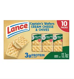 Lance Sandwich Crackers, Captain's Wafers Cream Cheese and Chives, 10 Packs, 6 Sandwiches Each