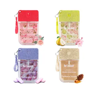 Le’Mist Freshspritz Fragrance Mist Hand Sanitizer Sprays (Rosewater, Cherry Blossom & Pear, Bubblegum Pop, Cashmere Woods), 1.5 fl oz Each (Pack of 4) - Portable Pocket Spray with Clip-On Design